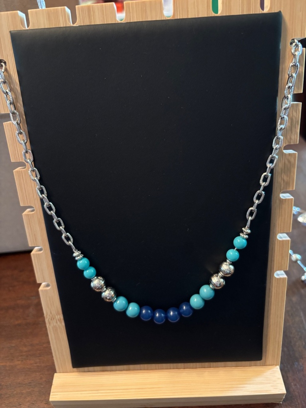 Ruby Rd. Blue and Turquoise Bead Necklace with Silver Accents